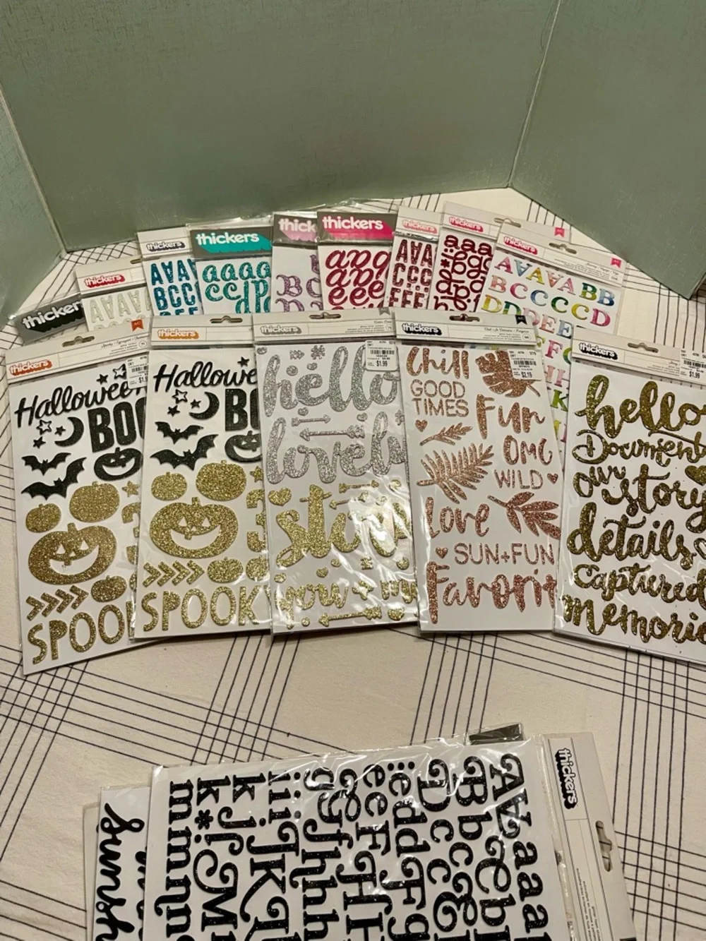 AMERICAN CRAFTS THICKERS Glitter Alphabet & Phrase Stickers - MULTI COLOR NEW